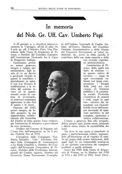 Rivista delle casse di risparmio pubblicazione mensile