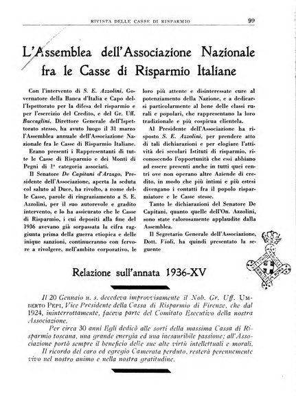 Rivista delle casse di risparmio pubblicazione mensile