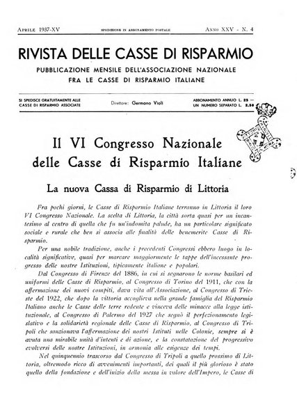 Rivista delle casse di risparmio pubblicazione mensile