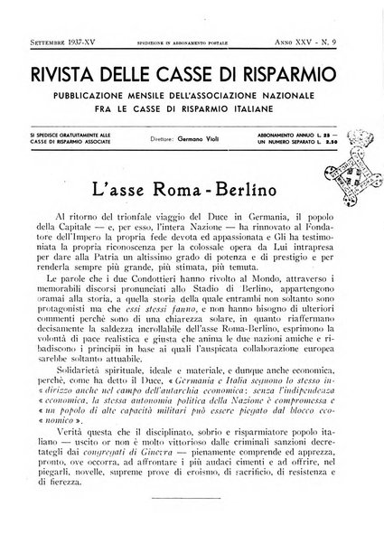 Rivista delle casse di risparmio pubblicazione mensile