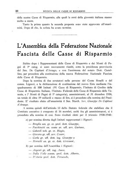 Rivista delle casse di risparmio pubblicazione mensile