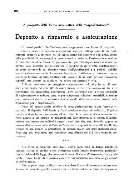 Rivista delle casse di risparmio pubblicazione mensile