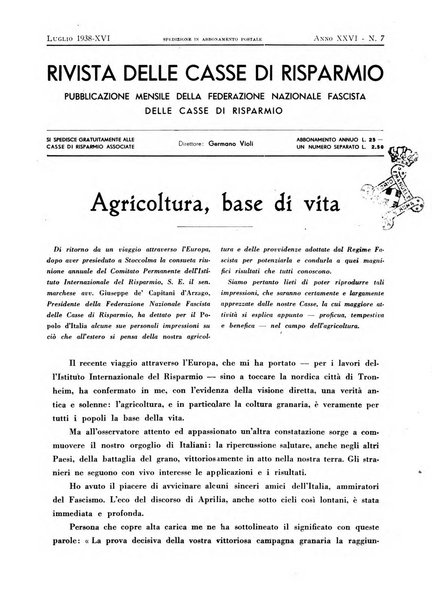 Rivista delle casse di risparmio pubblicazione mensile