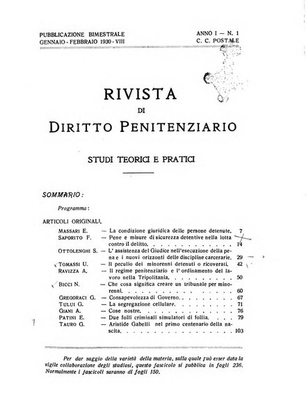 Rivista di diritto penitenziario studi teorici e pratici