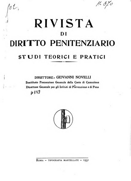 Rivista di diritto penitenziario studi teorici e pratici