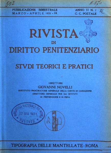 Rivista di diritto penitenziario studi teorici e pratici