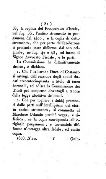 Bullettino delle sentenze emanate dalla Suprema commissione per le liti fra i già baroni ed i comuni