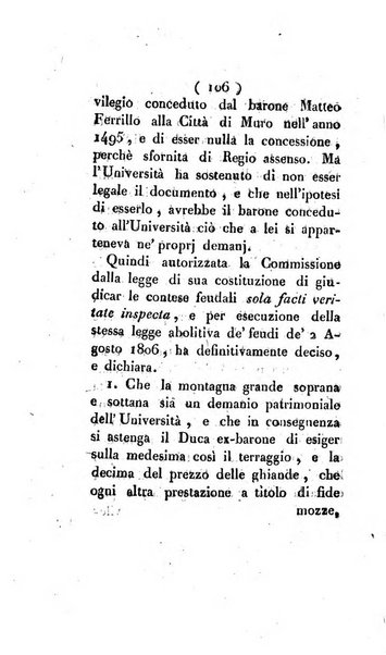 Bullettino delle sentenze emanate dalla Suprema commissione per le liti fra i già baroni ed i comuni