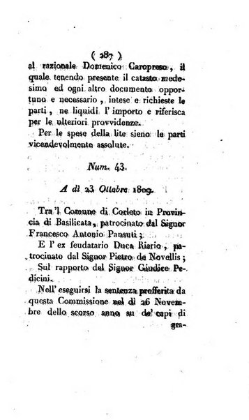 Bullettino delle sentenze emanate dalla Suprema commissione per le liti fra i già baroni ed i comuni