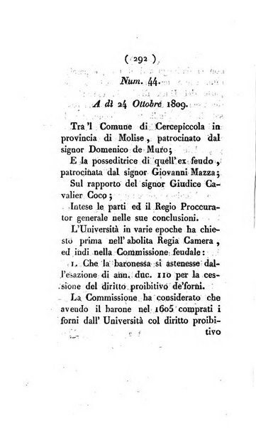 Bullettino delle sentenze emanate dalla Suprema commissione per le liti fra i già baroni ed i comuni