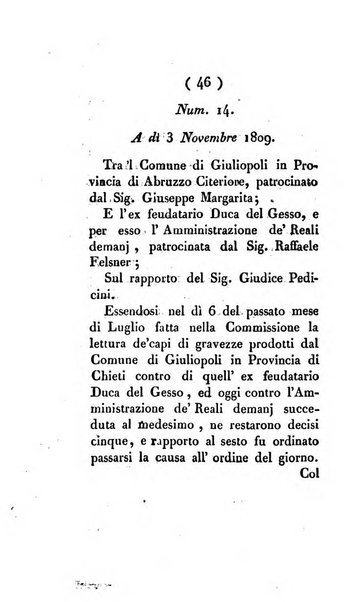 Bullettino delle sentenze emanate dalla Suprema commissione per le liti fra i già baroni ed i comuni