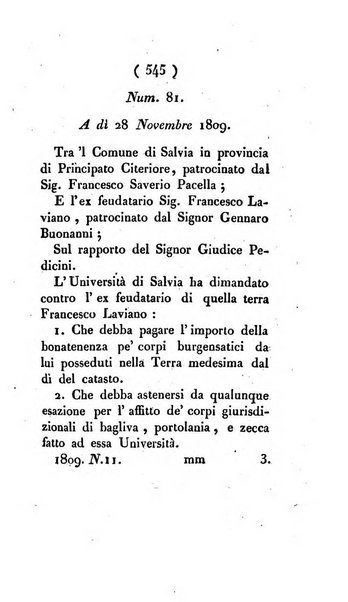 Bullettino delle sentenze emanate dalla Suprema commissione per le liti fra i già baroni ed i comuni