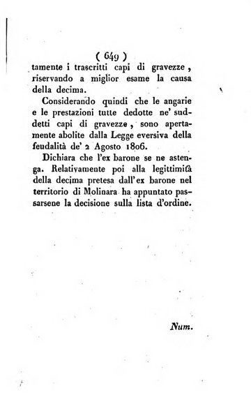 Bullettino delle sentenze emanate dalla Suprema commissione per le liti fra i già baroni ed i comuni