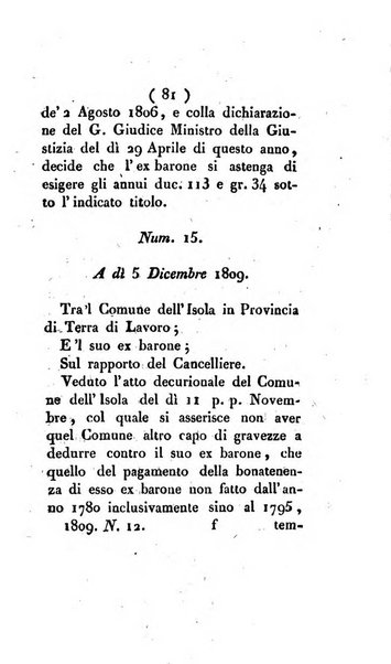 Bullettino delle sentenze emanate dalla Suprema commissione per le liti fra i già baroni ed i comuni