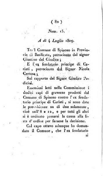 Bullettino delle sentenze emanate dalla Suprema commissione per le liti fra i già baroni ed i comuni