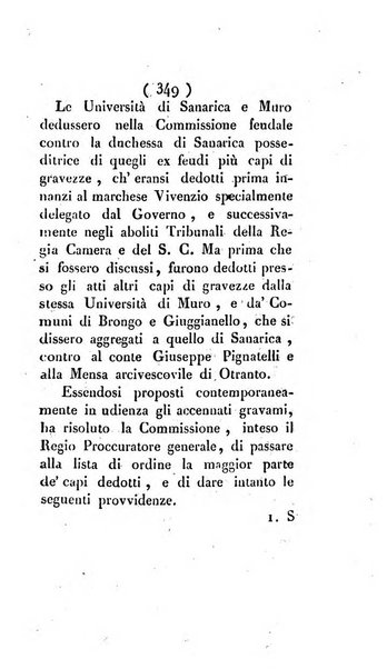 Bullettino delle sentenze emanate dalla Suprema commissione per le liti fra i già baroni ed i comuni