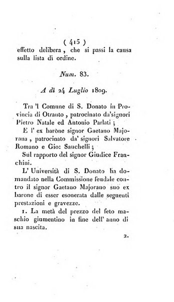 Bullettino delle sentenze emanate dalla Suprema commissione per le liti fra i già baroni ed i comuni