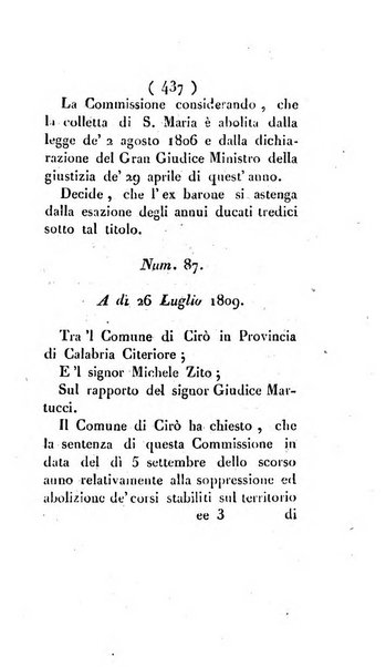 Bullettino delle sentenze emanate dalla Suprema commissione per le liti fra i già baroni ed i comuni