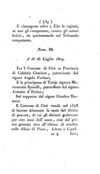 Bullettino delle sentenze emanate dalla Suprema commissione per le liti fra i già baroni ed i comuni