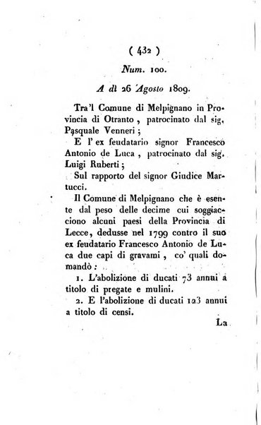 Bullettino delle sentenze emanate dalla Suprema commissione per le liti fra i già baroni ed i comuni