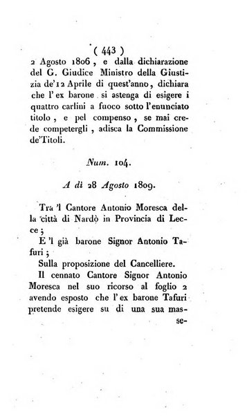 Bullettino delle sentenze emanate dalla Suprema commissione per le liti fra i già baroni ed i comuni