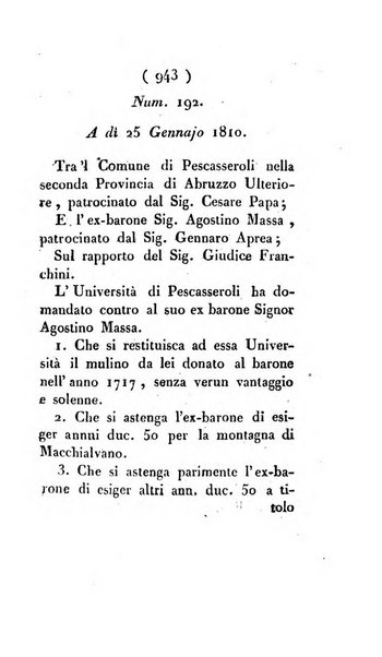 Bullettino delle sentenze emanate dalla Suprema commissione per le liti fra i già baroni ed i comuni