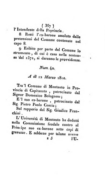 Bullettino delle sentenze emanate dalla Suprema commissione per le liti fra i già baroni ed i comuni