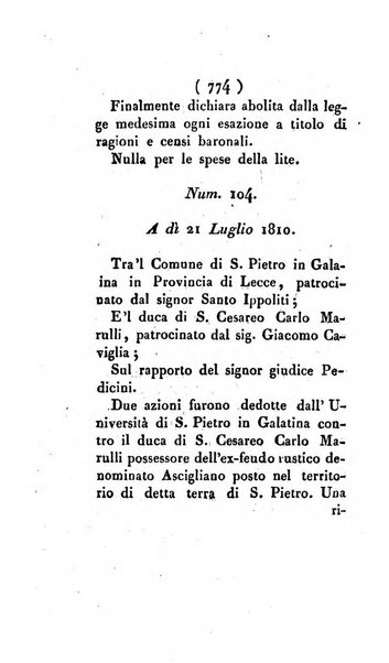 Bullettino delle sentenze emanate dalla Suprema commissione per le liti fra i già baroni ed i comuni