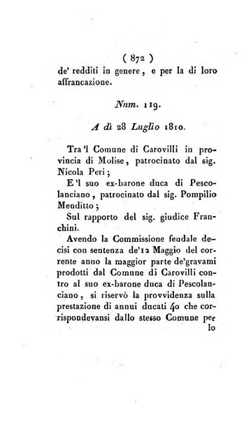 Bullettino delle sentenze emanate dalla Suprema commissione per le liti fra i già baroni ed i comuni