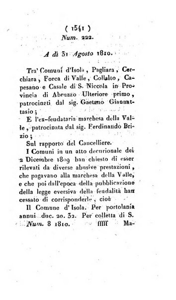 Bullettino delle sentenze emanate dalla Suprema commissione per le liti fra i già baroni ed i comuni