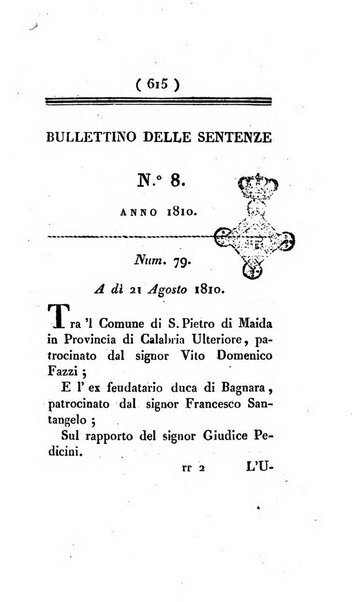 Bullettino delle sentenze emanate dalla Suprema commissione per le liti fra i già baroni ed i comuni