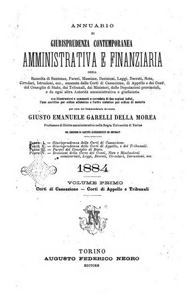 Annuario di giurisprudenza contemporanea amministrativa e finanziaria ossia raccolta di sentenze, pareri, massime, decisioni ...