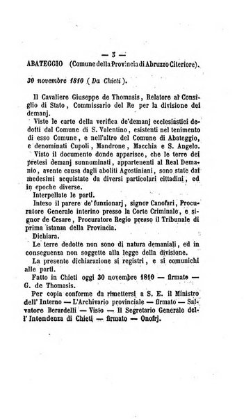 Bullettino delle ordinanze de' commissarj ripartitori de' demanj ex feudali e comunali nelle province dei rr.dd. al di qua del Faro in appendice degli atti eversivi della feudalita