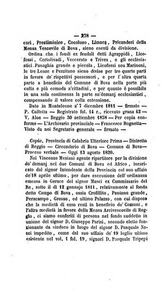 Bullettino delle ordinanze de' commissarj ripartitori de' demanj ex feudali e comunali nelle province dei rr.dd. al di qua del Faro in appendice degli atti eversivi della feudalita