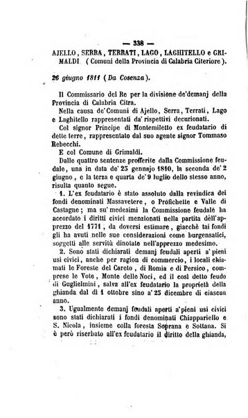 Bullettino delle ordinanze de' commissarj ripartitori de' demanj ex feudali e comunali nelle province dei rr.dd. al di qua del Faro in appendice degli atti eversivi della feudalita