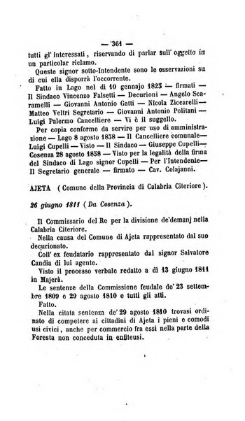 Bullettino delle ordinanze de' commissarj ripartitori de' demanj ex feudali e comunali nelle province dei rr.dd. al di qua del Faro in appendice degli atti eversivi della feudalita