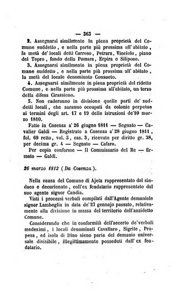 Bullettino delle ordinanze de' commissarj ripartitori de' demanj ex feudali e comunali nelle province dei rr.dd. al di qua del Faro in appendice degli atti eversivi della feudalita