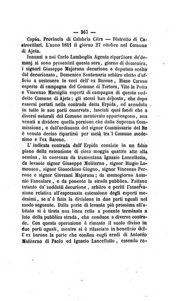 Bullettino delle ordinanze de' commissarj ripartitori de' demanj ex feudali e comunali nelle province dei rr.dd. al di qua del Faro in appendice degli atti eversivi della feudalita