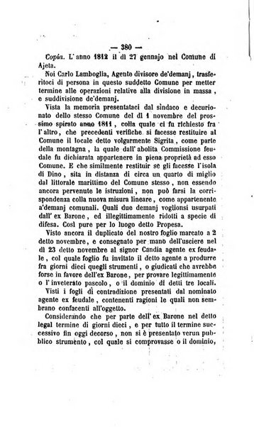 Bullettino delle ordinanze de' commissarj ripartitori de' demanj ex feudali e comunali nelle province dei rr.dd. al di qua del Faro in appendice degli atti eversivi della feudalita