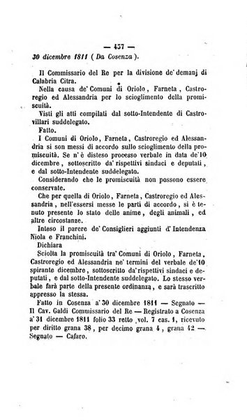 Bullettino delle ordinanze de' commissarj ripartitori de' demanj ex feudali e comunali nelle province dei rr.dd. al di qua del Faro in appendice degli atti eversivi della feudalita