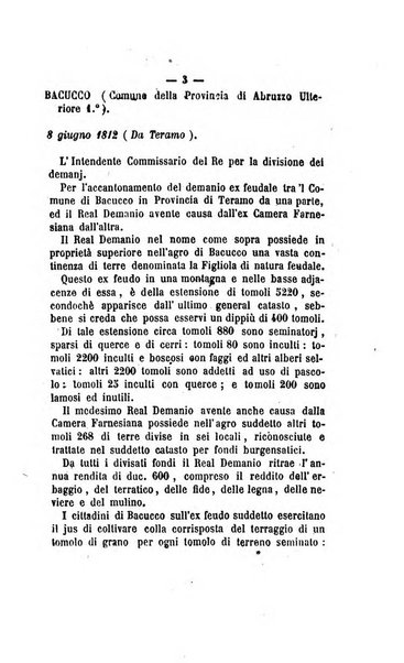 Bullettino delle ordinanze de' commissarj ripartitori de' demanj ex feudali e comunali nelle province dei rr.dd. al di qua del Faro in appendice degli atti eversivi della feudalita