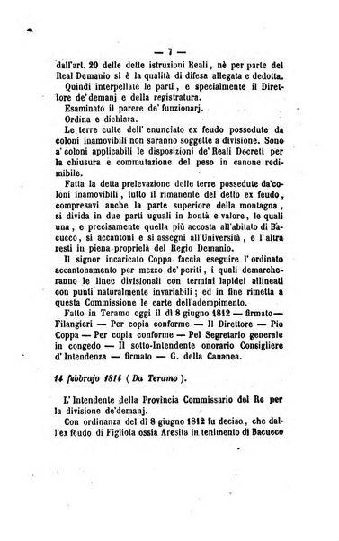 Bullettino delle ordinanze de' commissarj ripartitori de' demanj ex feudali e comunali nelle province dei rr.dd. al di qua del Faro in appendice degli atti eversivi della feudalita