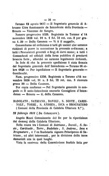 Bullettino delle ordinanze de' commissarj ripartitori de' demanj ex feudali e comunali nelle province dei rr.dd. al di qua del Faro in appendice degli atti eversivi della feudalita