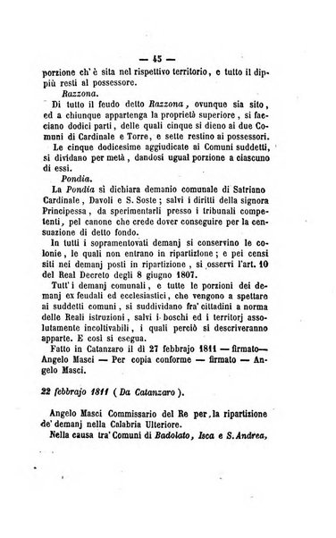 Bullettino delle ordinanze de' commissarj ripartitori de' demanj ex feudali e comunali nelle province dei rr.dd. al di qua del Faro in appendice degli atti eversivi della feudalita