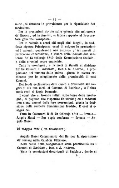 Bullettino delle ordinanze de' commissarj ripartitori de' demanj ex feudali e comunali nelle province dei rr.dd. al di qua del Faro in appendice degli atti eversivi della feudalita