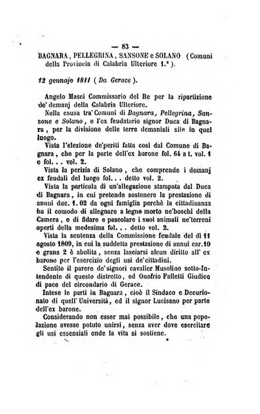 Bullettino delle ordinanze de' commissarj ripartitori de' demanj ex feudali e comunali nelle province dei rr.dd. al di qua del Faro in appendice degli atti eversivi della feudalita