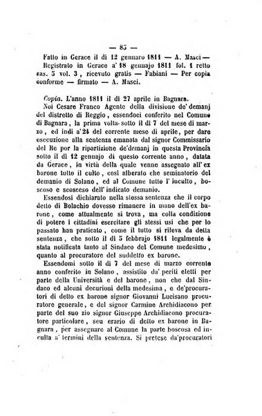 Bullettino delle ordinanze de' commissarj ripartitori de' demanj ex feudali e comunali nelle province dei rr.dd. al di qua del Faro in appendice degli atti eversivi della feudalita