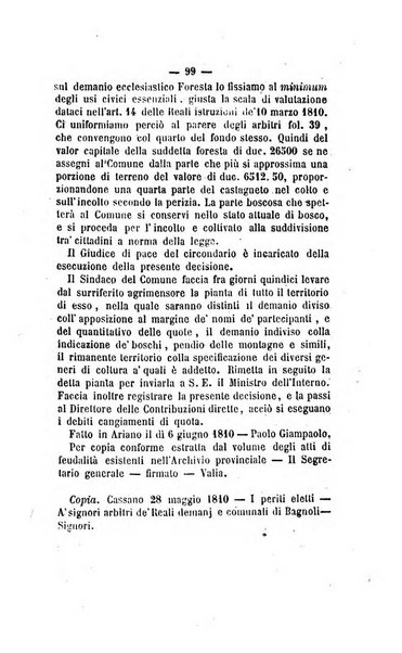 Bullettino delle ordinanze de' commissarj ripartitori de' demanj ex feudali e comunali nelle province dei rr.dd. al di qua del Faro in appendice degli atti eversivi della feudalita