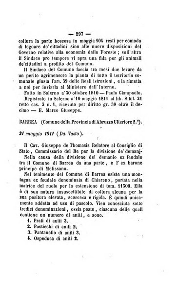 Bullettino delle ordinanze de' commissarj ripartitori de' demanj ex feudali e comunali nelle province dei rr.dd. al di qua del Faro in appendice degli atti eversivi della feudalita