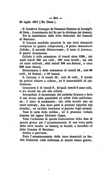 Bullettino delle ordinanze de' commissarj ripartitori de' demanj ex feudali e comunali nelle province dei rr.dd. al di qua del Faro in appendice degli atti eversivi della feudalita